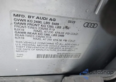 2023 Audi Q5 Premium Plus 45 Tfsi S Line Quattro z USA, uszkodzony, nr VIN WA1EAAFY0P2124395